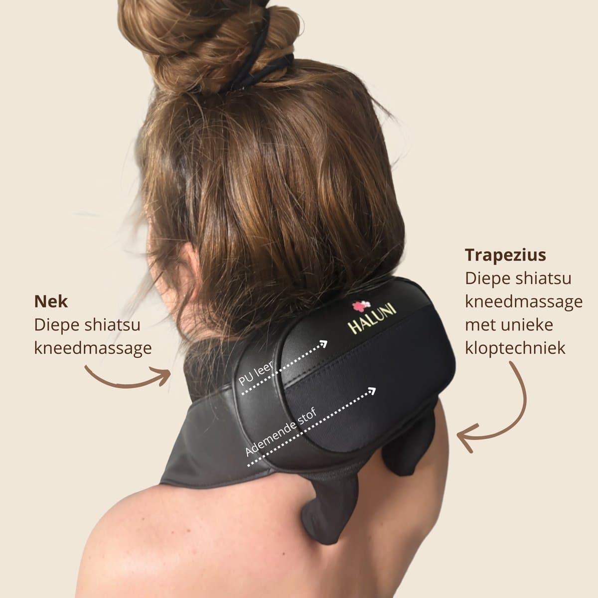 HALUNI® Serenity Neck Pro – Nekmassage Apparaat Draadloos met Warmte – Shiatsu Massage Nek & Schouders – Handsfree Spanning Verlichting thumbnail 6