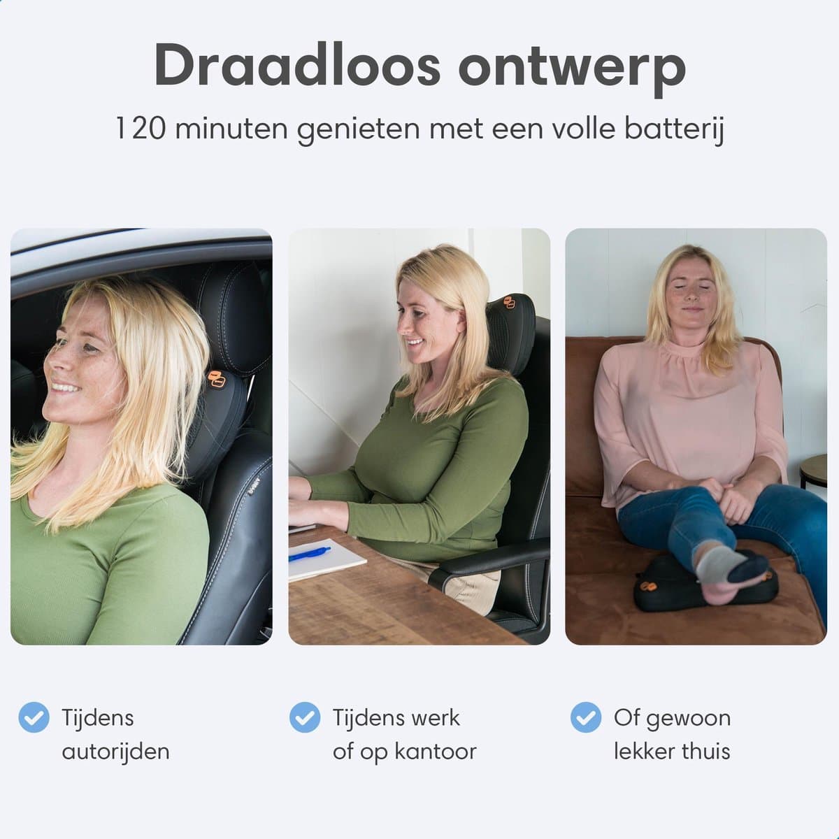 Lifeproducts Shiatsu Massagekussen Draadloos - Elektrisch Nekmassage Apparaat - Massage Apparaten - Nek en Schouder Massage Apparaat - Massageapparaten met Infrarood Verwarming thumbnail 7