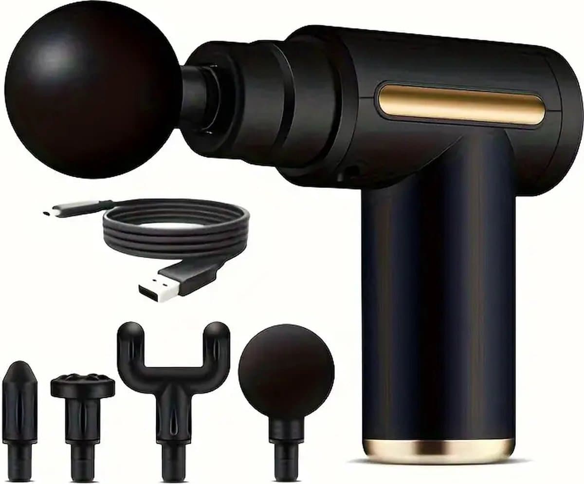 Waledano® 1 Stuk - Massage Gun - Massage Pistool - Sport en Relax Massage Apparaat - 6 Snelheden, 4 Massagekoppen - Inclusief Handeiding - Zwart thumbnail 2