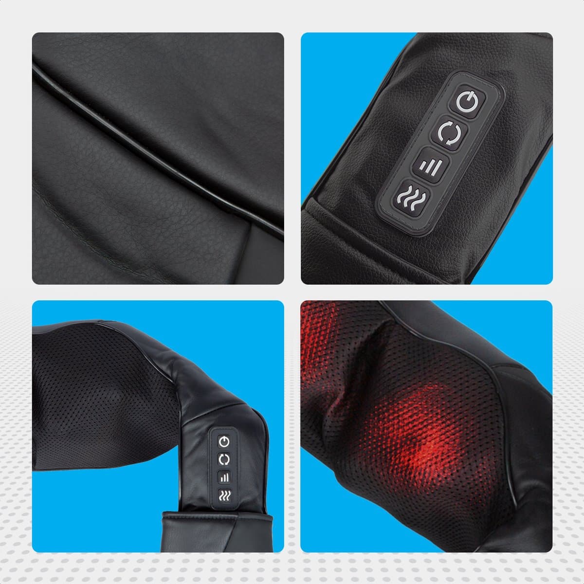 Auronic Shiatsu Massagekussen - Elektrisch Nekmassage Apparaat - Infrarood Warmtefunctie - Nek en Schouder Massage apparaat - Massage Apparaten - Zwart thumbnail 9