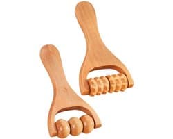 Houten Massage Roller Tool - 2 Stuks - Bindweefselmassages - Verbetert de houding - Massageapparaten - Relax - Voor Rug Nek Schouder Buik Taille Armen en Benen - afbeelding 1