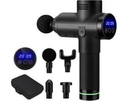 Massage Gun - Massage Apparaten - Fitness - Sport - Massage - 30 Standen - 4 Kopstukken - Inclusief Reistas - Zwart