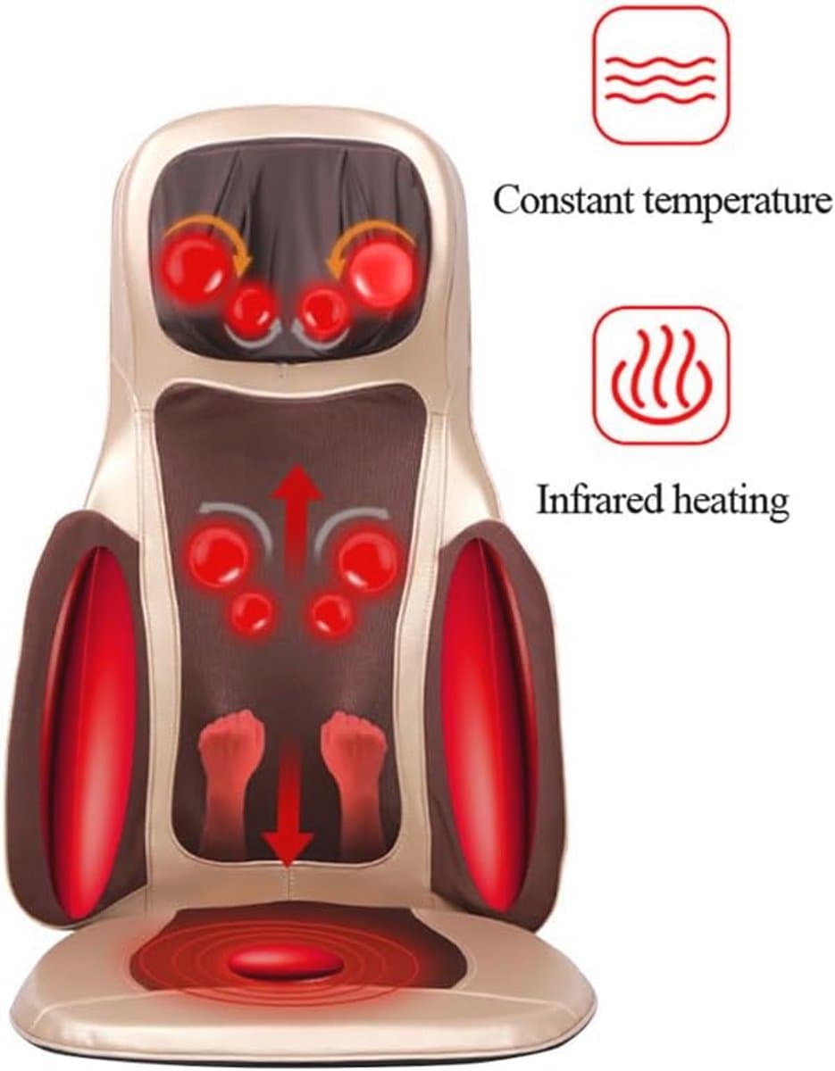 Shiatsu Massagemat voor Nek, Rug en Billen - Dieptemassage met Warmtefunctie en Trillingsmassage - Ontspanning Thuis en Op Kantoor thumbnail 5