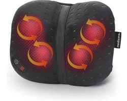 Shiatsu Massagekussen met Warmtefunctie voor Ergonomische Rugmassage - 4 Massagekoppen voor Schouders, Rug, Benen en Nek