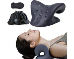 Novabeau® Professionele Nekkussen – Rugstretcher - Nekstretcher voor Nekmassage – Massagekussen voor Nektractie - Massage Kussen tegen Nekpijn – Incl. Opbergtas en Slaapmasker