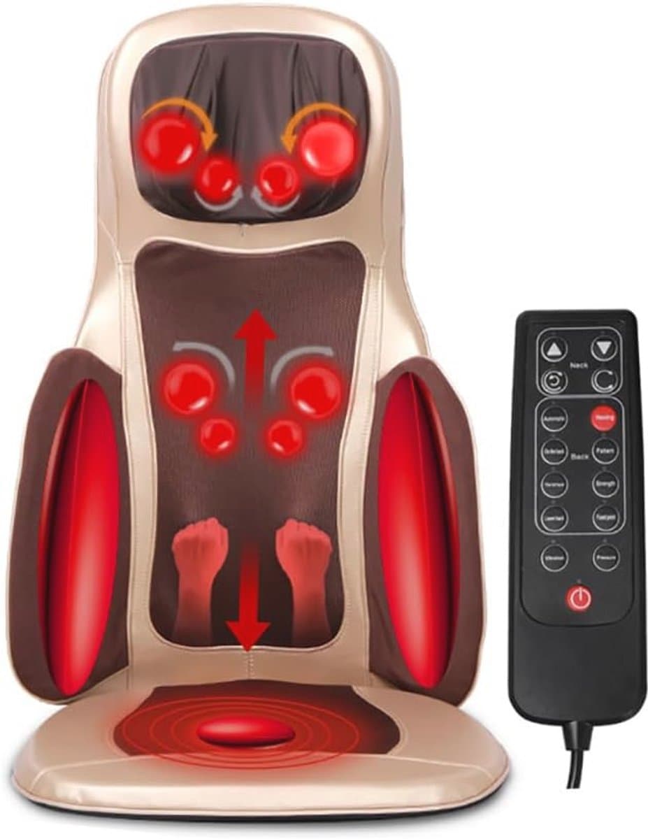 Shiatsu Massagemat voor Nek, Rug en Billen - Dieptemassage met Warmtefunctie en Trillingsmassage - Ontspanning Thuis en Op Kantoor - afbeelding 1