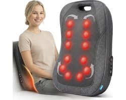 Lifeproducts Massagekussen - Nekmassage Apparaat - Massage voor Nek en Rug - Shiatsu Nek Massage Apparaat met Warmtefunctie