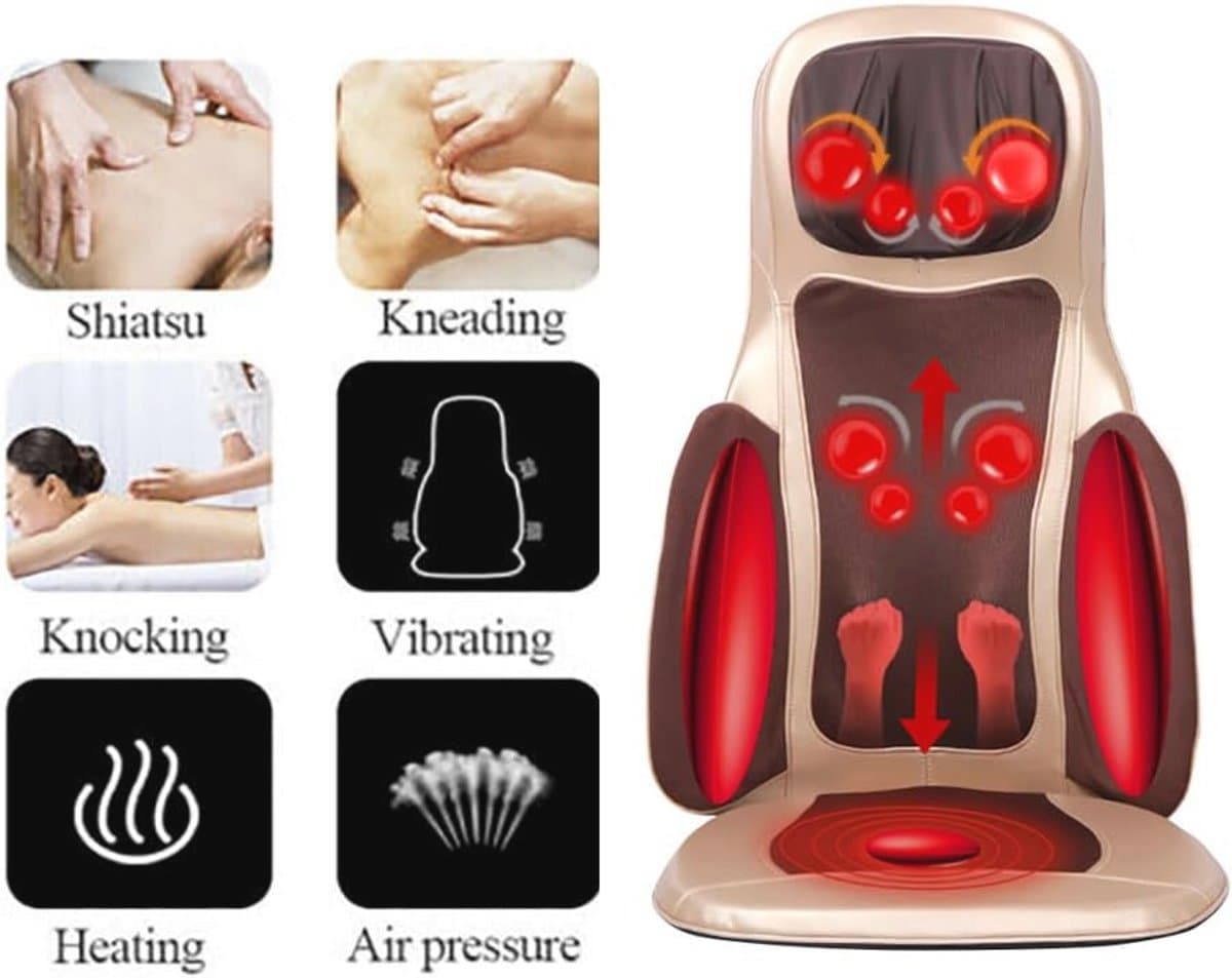 Shiatsu Massagemat voor Nek, Rug en Billen - Dieptemassage met Warmtefunctie en Trillingsmassage - Ontspanning Thuis en Op Kantoor thumbnail 4