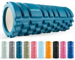 Tunturi Yoga Grid Foam Roller - Massage Roller - Foamroller - Fitness Roller - Petrol Blauw - 33cm - Incl. gratis fitness app - afbeelding 1