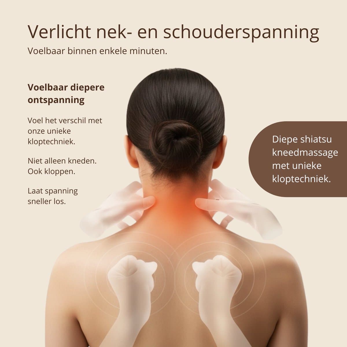 HALUNI® Serenity Neck Pro – Nekmassage Apparaat Draadloos met Warmte – Shiatsu Massage Nek & Schouders – Handsfree Spanning Verlichting thumbnail 2