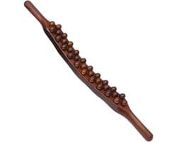 RugMassage - Massage Apparaat - Bodyflow - Rug/Nek/Schouder/Buik/Taille/Armen/Benen - Massage Stok Hout - Houten Massage Stok - Massage Stok Hout XL - 20 Massage Ballen - Gua Sha Massage Tool - 1 Stuk - Bruin Hout - Gua Sha Massage Stick
