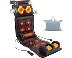 Volledig Lichaam Massagemat met Warmte – 10 Vibratiemotoren – 9 Intensiteitsstanden & 3 Warmtestanden – PU Lederen Massagemat voor Stoel, Bed & Bank – EU-stekker