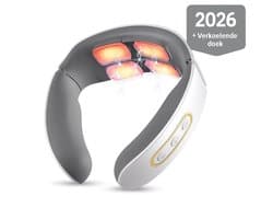 Nekmassage Apparaat met Warmtefunctie – Nekmassage Apparaat Draadloos – TENS Technologie – Massage voor Nek & Schouders – Elektrische Nekmassager – Draadloos & Ergonomisch Ontwerp – Inclusief Verkoelende Doek