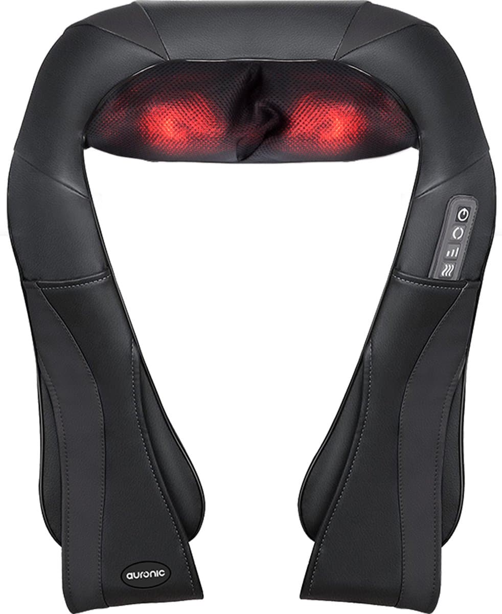 Auronic Shiatsu Massagekussen - Elektrisch Nekmassage Apparaat - Infrarood Warmtefunctie - Nek en Schouder Massage apparaat - Massage Apparaten - Zwart - afbeelding 1