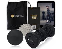 BOZEERA Voetmassage Roller Set - Voetroller - Massageballen - Lacrosse Massage Bal - Triggerpoint Bal - Plantar Fasciitis - Massageroller Set (3stuks) - Inclusief Video Poster & Tas