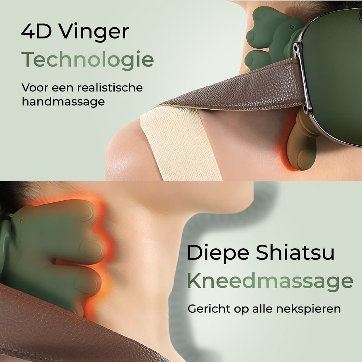 GS Goods Nekmassage Apparaat – Massagekussen – Shiatsu Massagekussen – Draadloos – Warmtefunctie – 4D Vinger Technologie – 3 Massage Standen – 2000 mAh – 70 min – Groen thumbnail 4