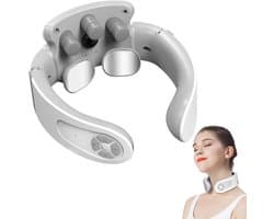 Nekmassage Apparaat - Intelligente Spraakmeldingen Nekmassageapparaat met 42°C Warmtetherapie, 5 Modi, 15 Intensiteitsniveaus Draagbaar Elektrisch Nek Massager voor Thuis, Kantoor, Reis