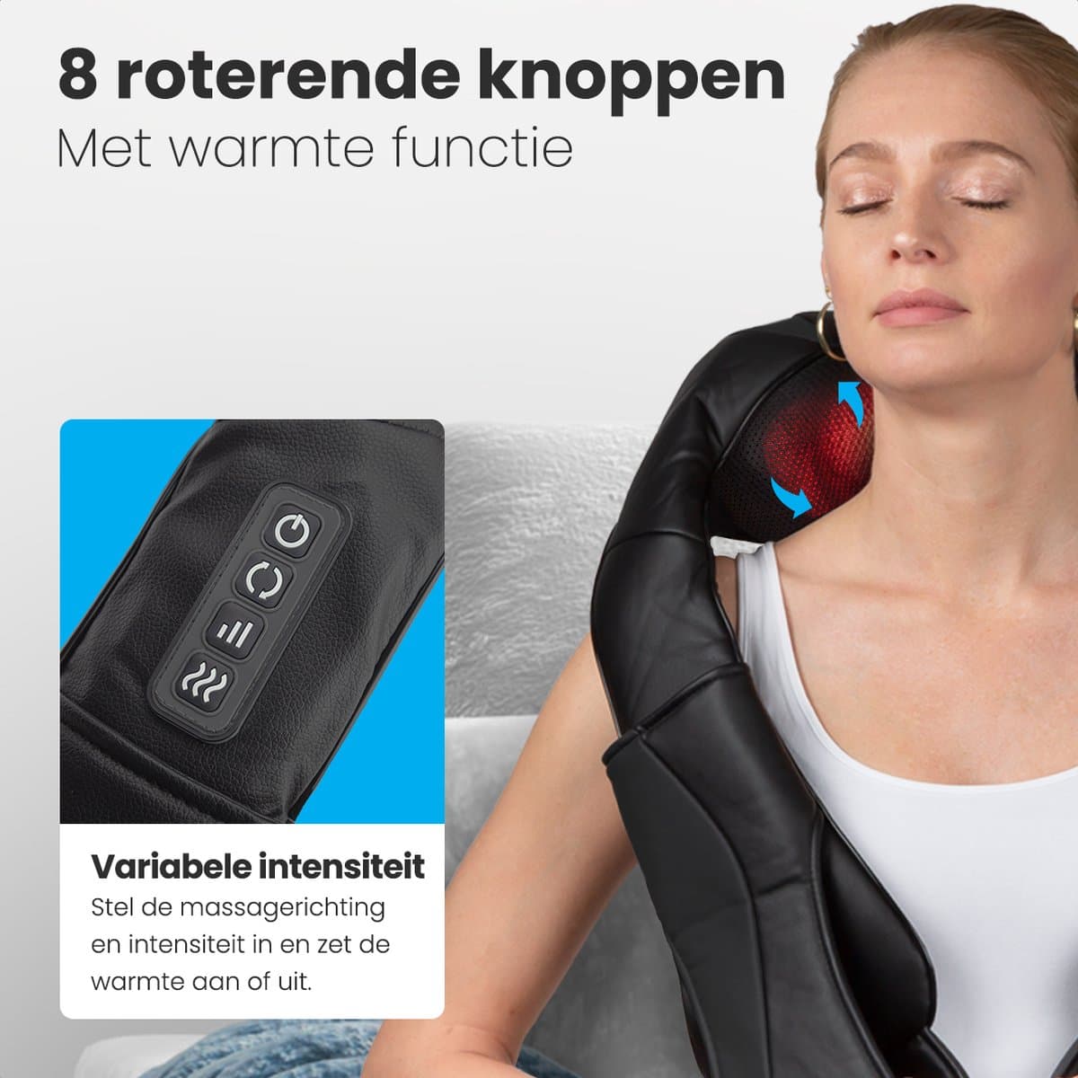 Auronic Shiatsu Massagekussen - Elektrisch Nekmassage Apparaat - Infrarood Warmtefunctie - Nek en Schouder Massage apparaat - Massage Apparaten - Zwart thumbnail 11