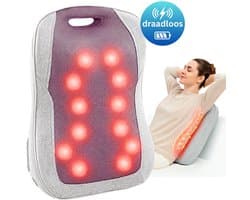 KHYR® - NIEUW - Shiatsu Massagekussen Draadloos met Warmte functie - Rugmassage Apparaat - Massage kussen voor Rugmassage - Warmtekussen - Shiatsu massage Electrisch - Electrische Massage Apparaat voor rug - Model zwartgrijs 2026