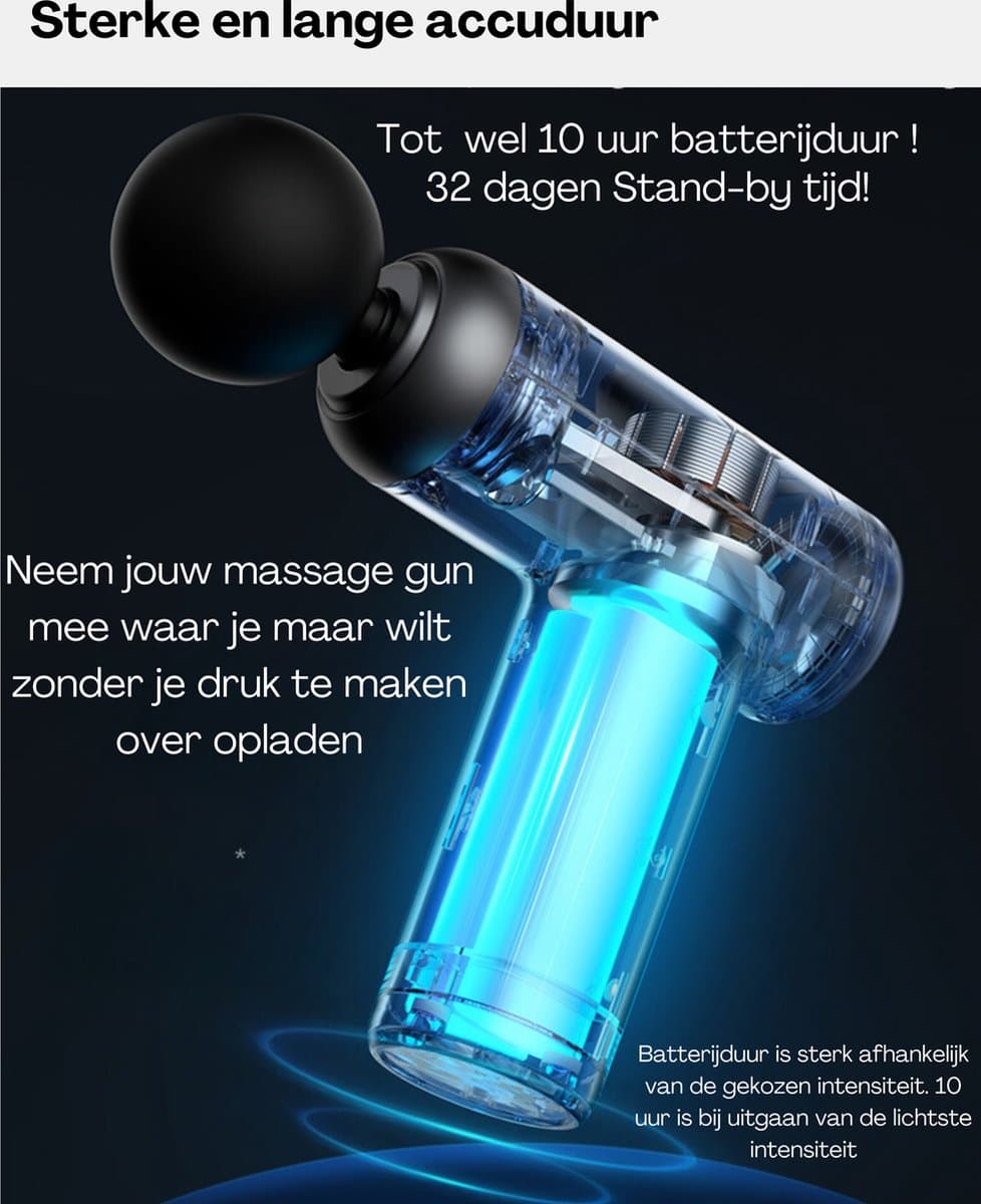 Tec Lux® Massage gun - Sport & Relax Massage Apparaat - Professioneel Massage Pistool - Fitness -Ontspanning - Stressverlichting - Spierherstel - Revalidatie - 6 Massagekoppen thumbnail 6