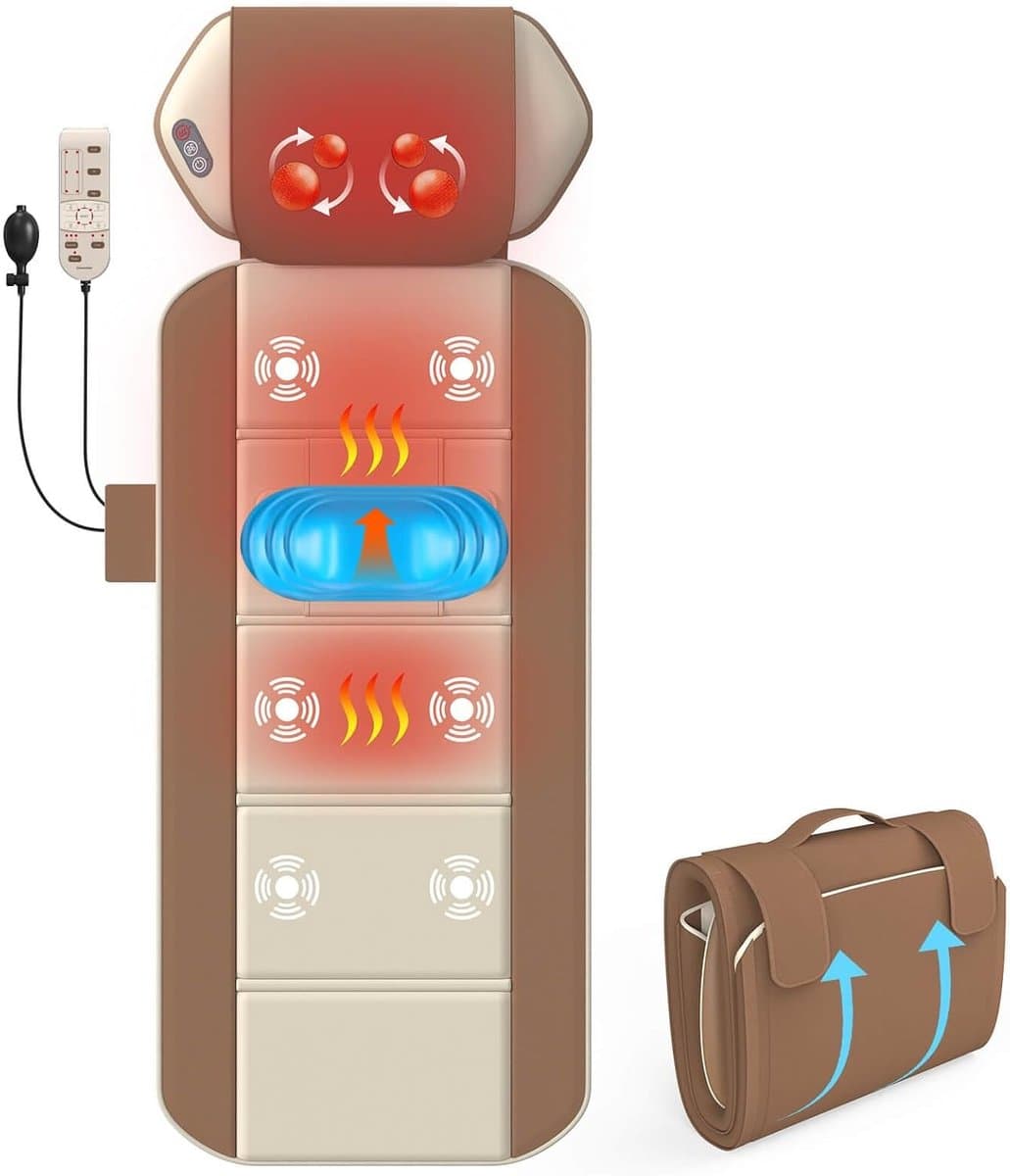 Massagemat Full Body met Warmte – Rugmassage & Lendenondersteuning – 4 Massagemodi & 6 Motoren – Verstelbare Pasvorm (1,5–1,8 m) – Ontspanning & Spierherstel thumbnail 9