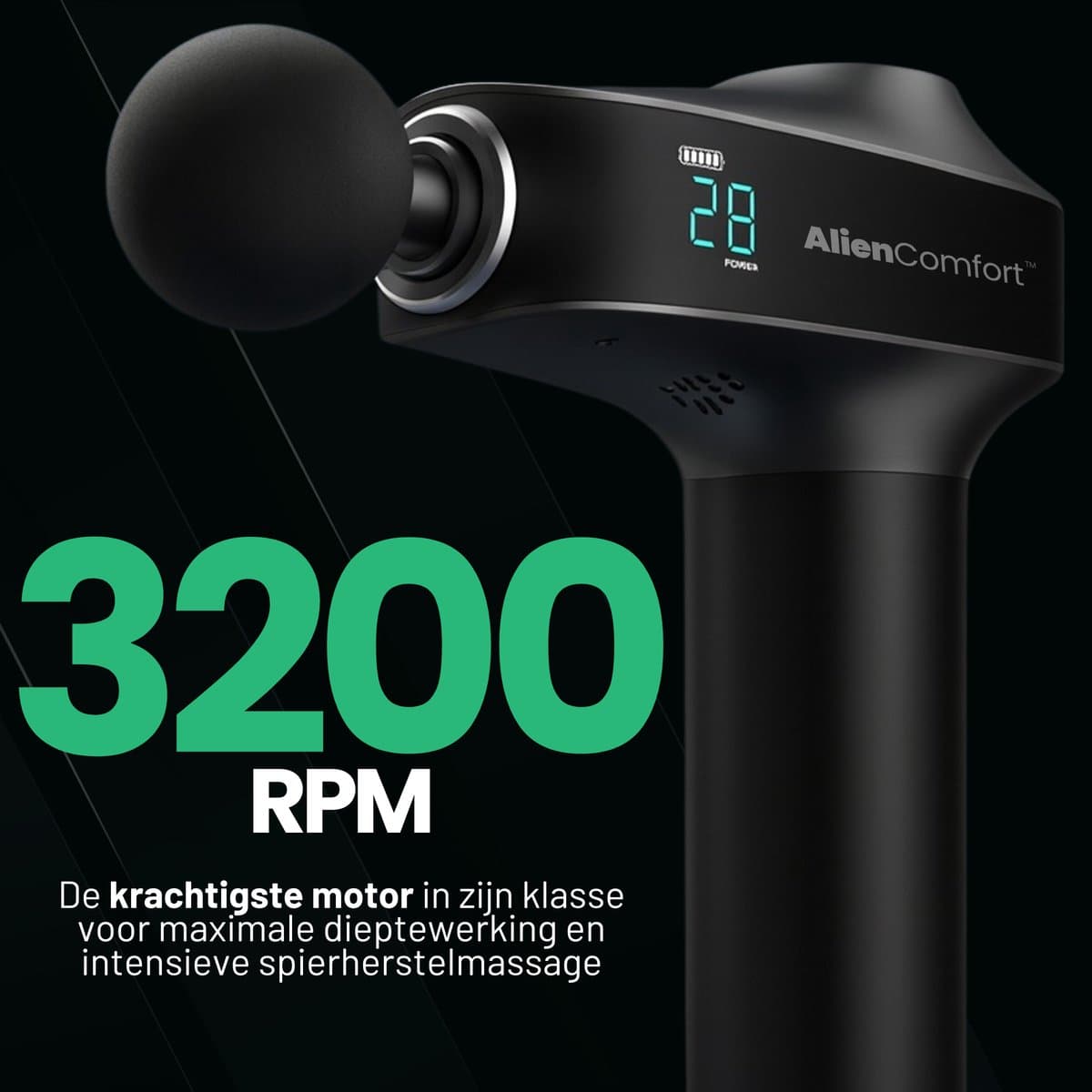 AlienComfort™ Massagegun Kepler-22b - Inclusief 6 Massagekoppen - Met Opbergkoffer - Borstelloze motor - Massage gun - Massage Pistool - Massage thumbnail 9