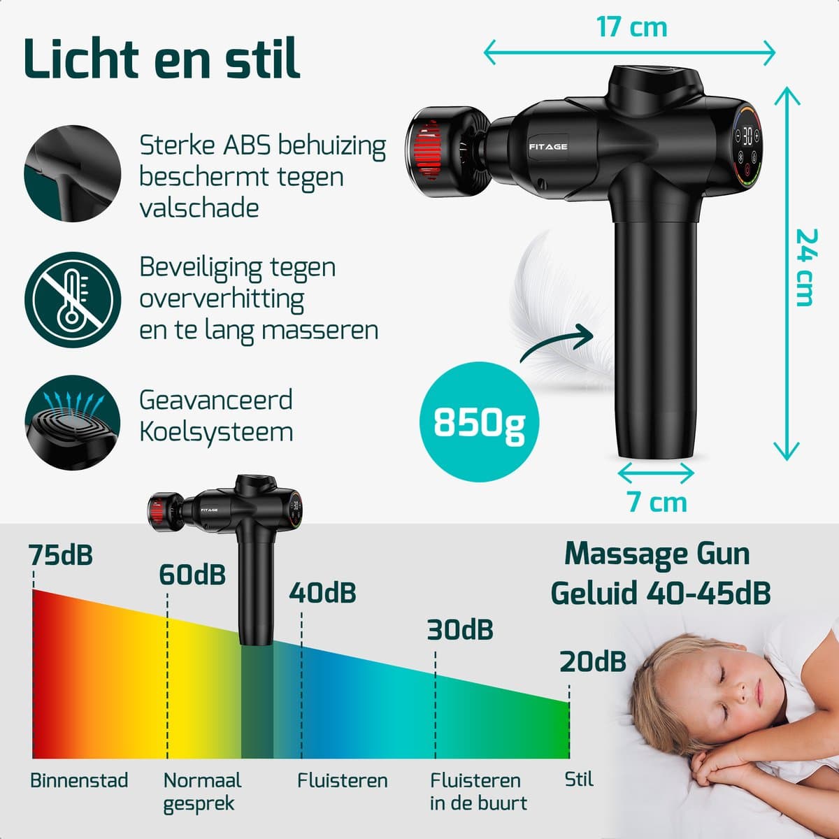 FITAGE Infrarood Massage Gun Professioneel - Warm & Koud Massage Apparaat - Massageapparaat Massagegun - Massage Pistool - Zwart thumbnail 5