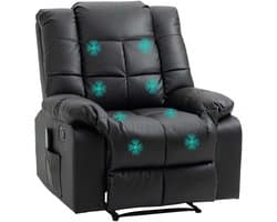 HOMCOM - Massagestoel - met 8 vibratiepunten - ligfunctie - Zwart