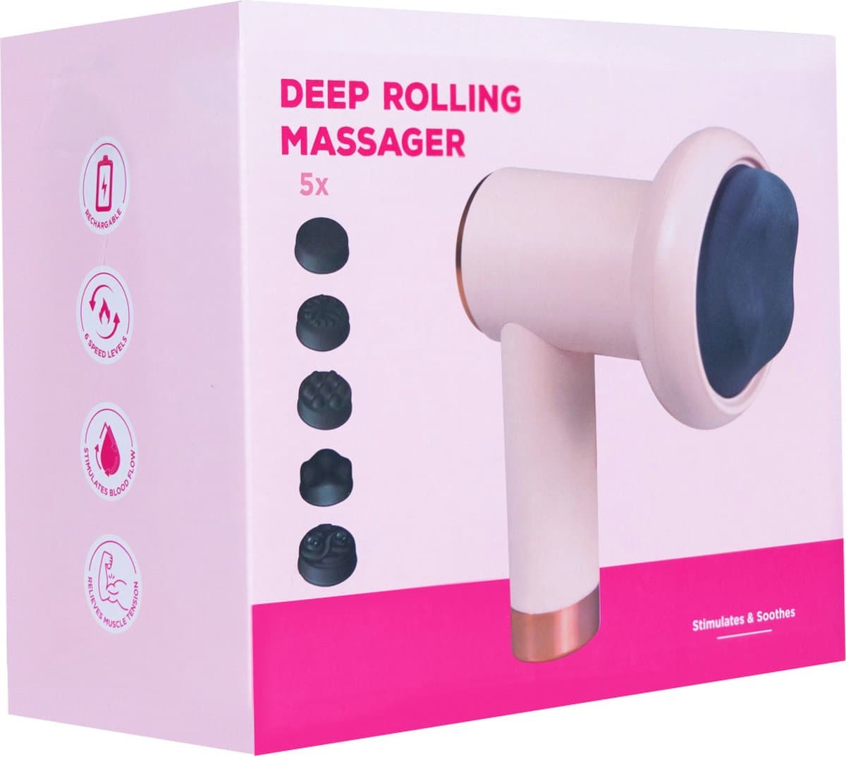 Massage Gun Professioneel - Incl. 5 Massagekoppen - Massage Apparaat - Massage Pistool - Peach Beauty thumbnail 2