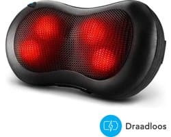 Auronic Draadloos Shiatsu Massage kussen - Elektrisch Nek en Rug Massage Apparaat - Infrarood Warmte Functie - Nekmassage - Zwart