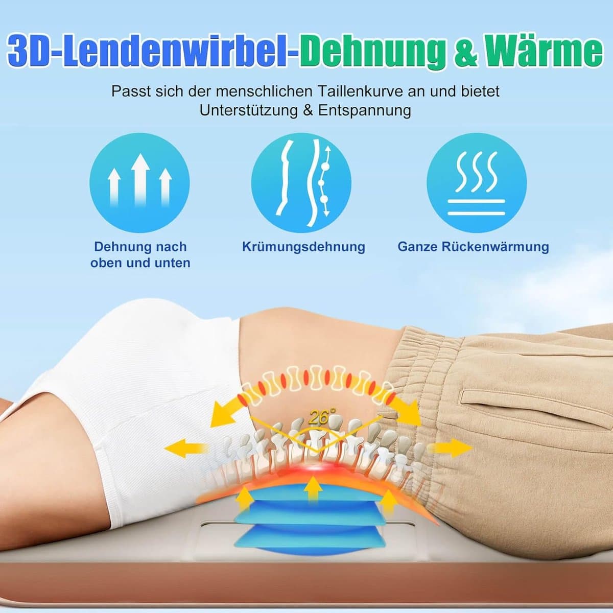 Massagemat Full Body met Warmte – Rugmassage & Lendenondersteuning – 4 Massagemodi & 6 Motoren – Verstelbare Pasvorm (1,5–1,8 m) – Ontspanning & Spierherstel thumbnail 3