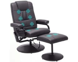 HOMCOM - Massagestoel - incl. voetenbank - 10 vibratiepunten - Bruin