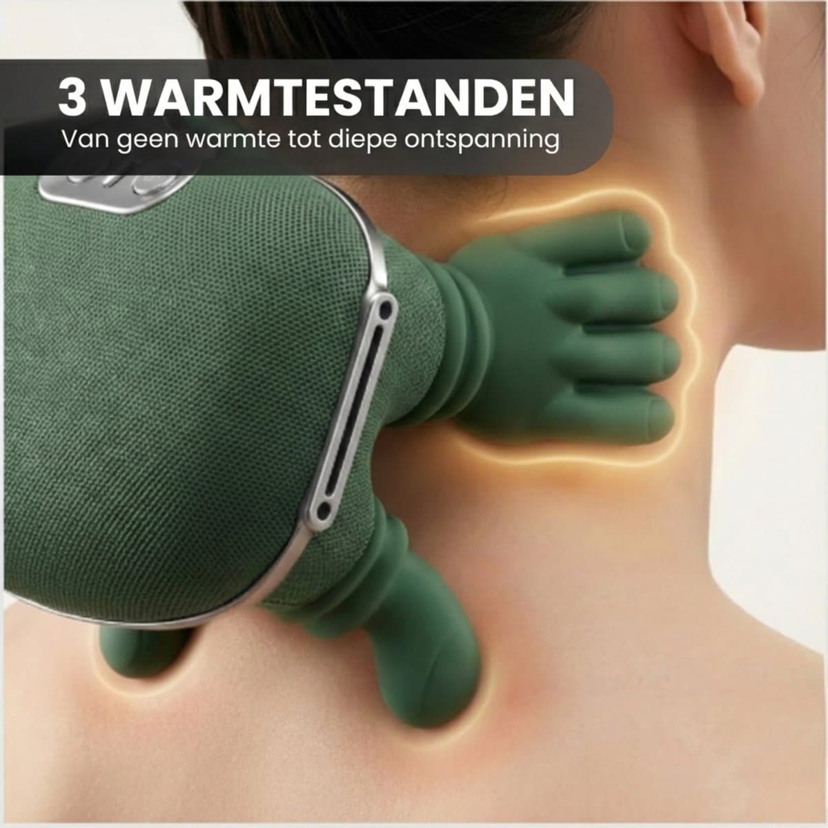 Shiatsu Nekmassage Apparaat – Draadloos Massagekussen met Warmte voor Nek en Schouders – Groen thumbnail 10