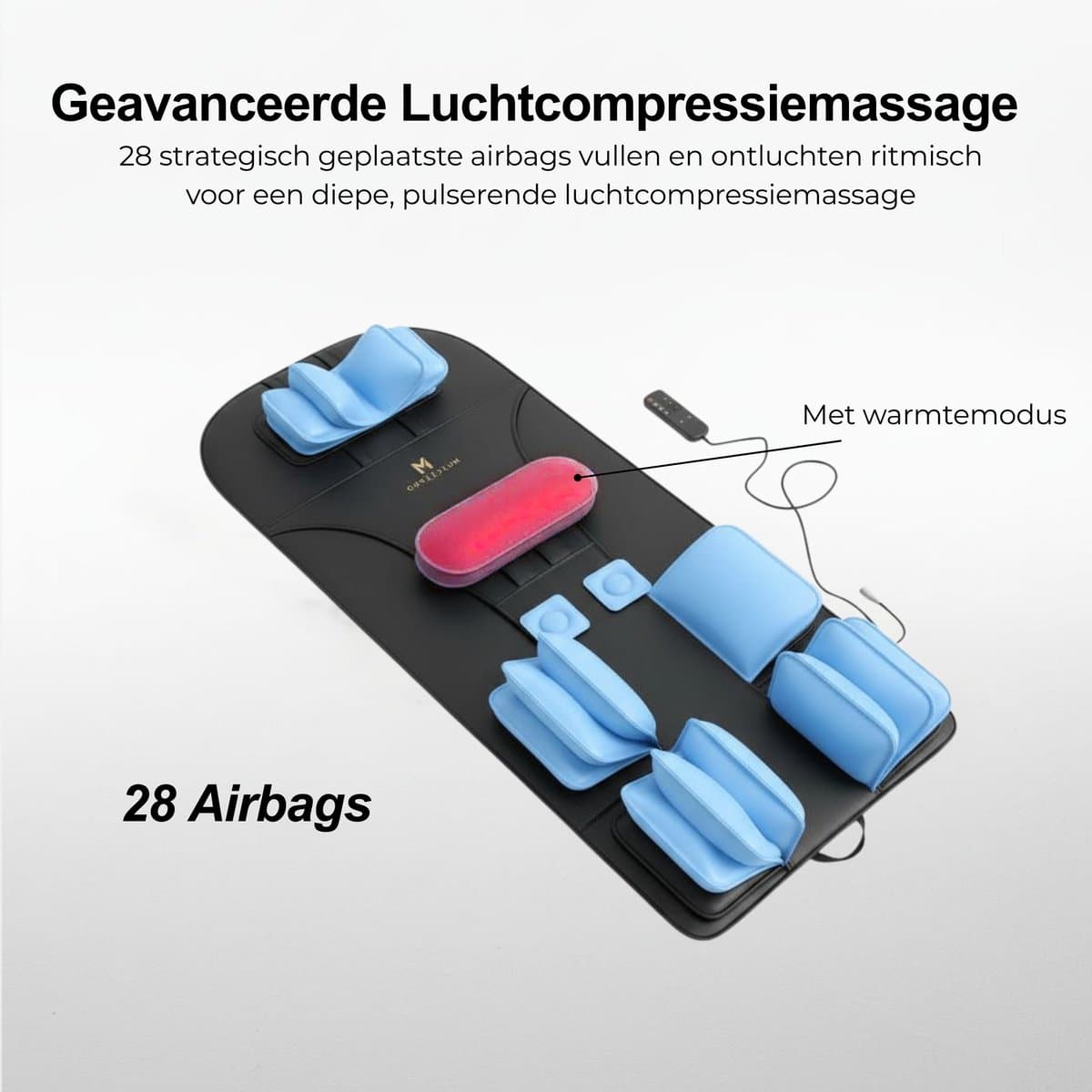 MusclePro RecoveryBed Elite - Massagematras met warmte - luchtcompressie massage - Massage mat - Massage apparaat - Rugmassage en Nekmassage apparaat - Massagekussen - Zwart thumbnail 6
