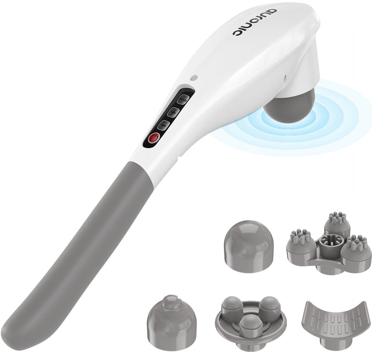 Auronic Massage Apparaat Draadloos - Rug en Nekmassage apparaat - 5 Opzetstukken - Wit/Grijs - afbeelding 1