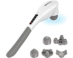 Auronic Massage Apparaat Draadloos - Rug en Nekmassage apparaat - 5 Opzetstukken - Wit/Grijs