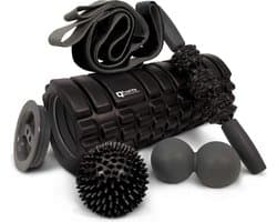 Q’ualife® Foam Roller – Massage Roller – Massage bal – Fitness – Yoga – Fascia – Bindweefsel – 5 delige set – Zwart
