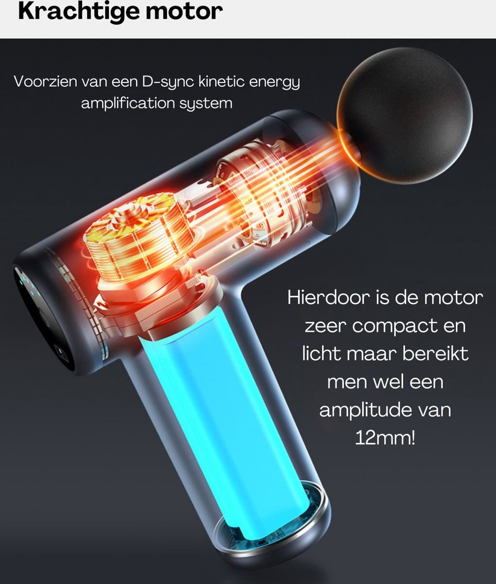 Tec Lux® Massage gun - Sport & Relax Massage Apparaat - Professioneel Massage Pistool - Fitness -Ontspanning - Stressverlichting - Spierherstel - Revalidatie - 6 Massagekoppen thumbnail 8