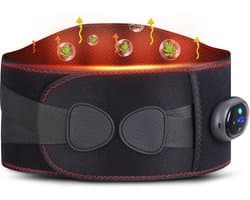 Rugmassage Band met Infrarood Licht - Rugpijn Verlichten - Draadloos Opladen - Hernia - Warmtecompressie - Taille Massage Apparaat - Zwart