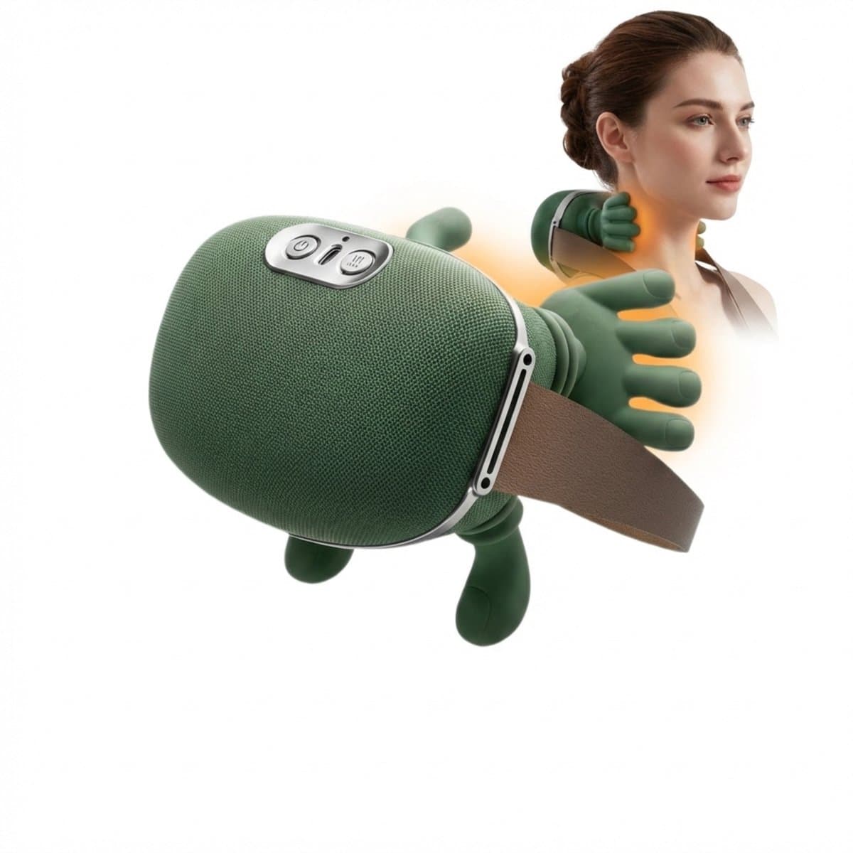 Shiatsu Nekmassage Apparaat – Draadloos Massagekussen met Warmte voor Nek en Schouders – Groen