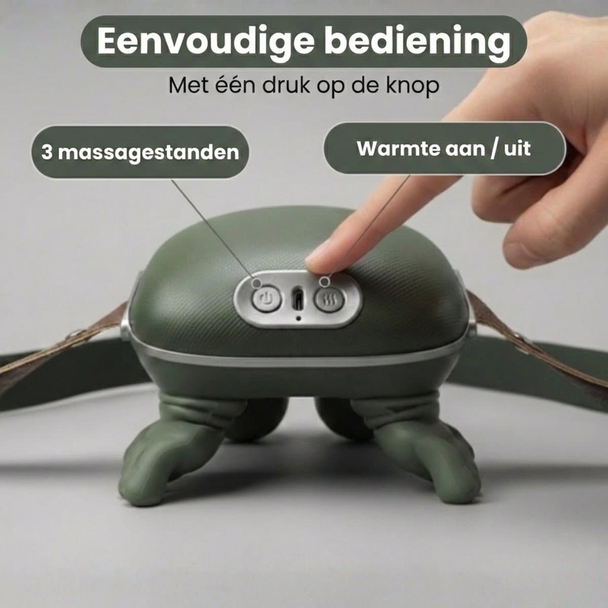 Shiatsu Nekmassage Apparaat – Draadloos Massagekussen met Warmte voor Nek en Schouders – Groen thumbnail 4