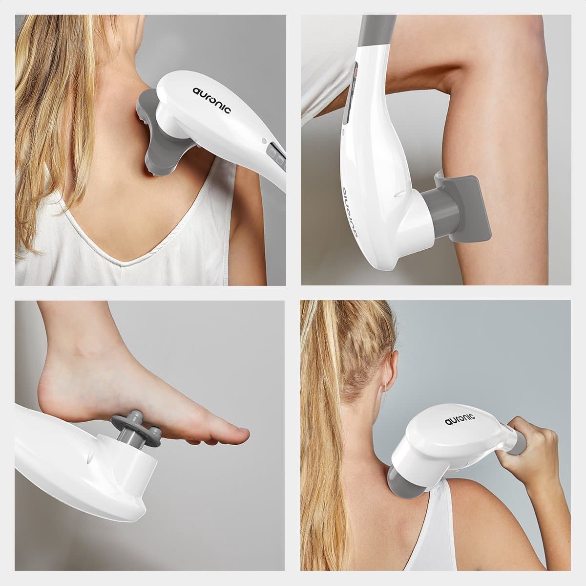Auronic Massage Apparaat Draadloos - Rug en Nekmassage apparaat - 5 Opzetstukken - Wit/Grijs thumbnail 8