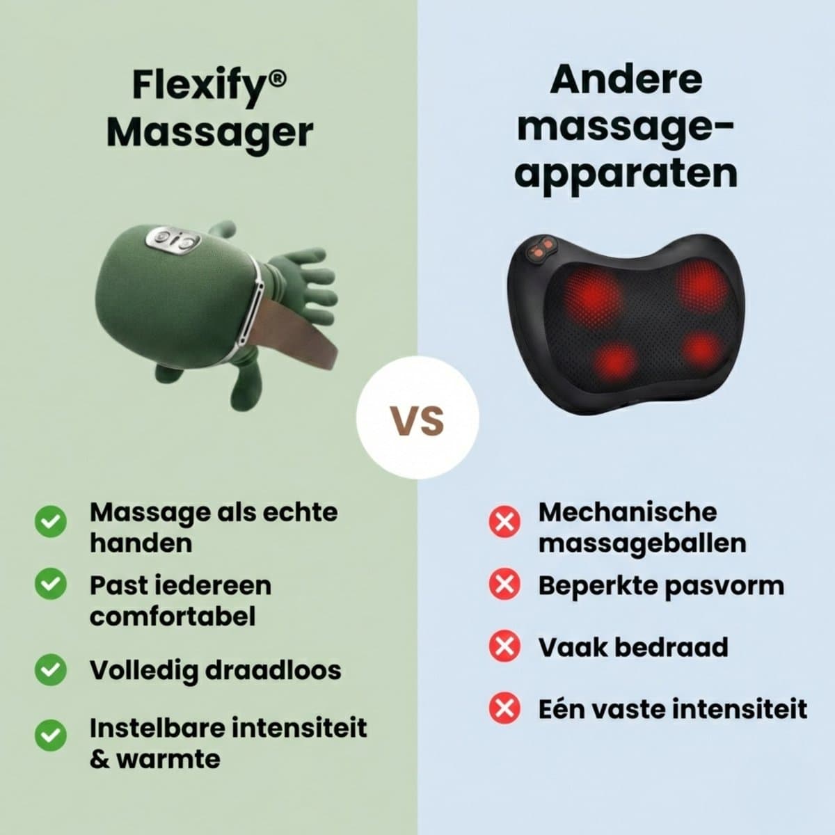 Shiatsu Nekmassage Apparaat – Draadloos Massagekussen met Warmte voor Nek en Schouders – Groen thumbnail 7