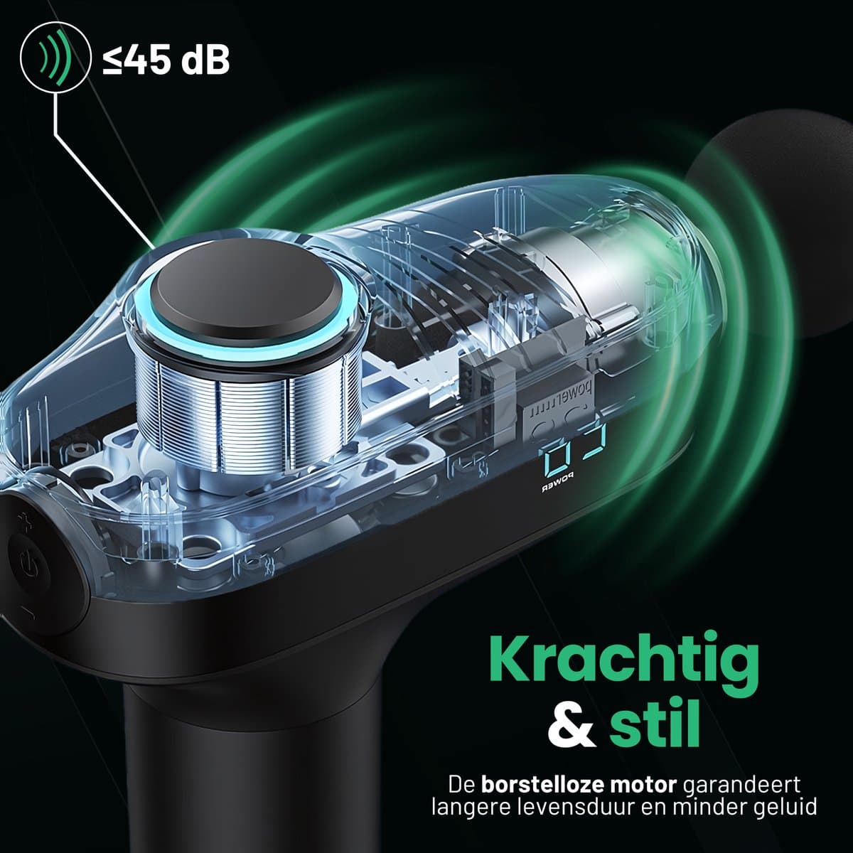 AlienComfort™ Massagegun Kepler-22b - Inclusief 6 Massagekoppen - Met Opbergkoffer - Borstelloze motor - Massage gun - Massage Pistool - Massage thumbnail 7