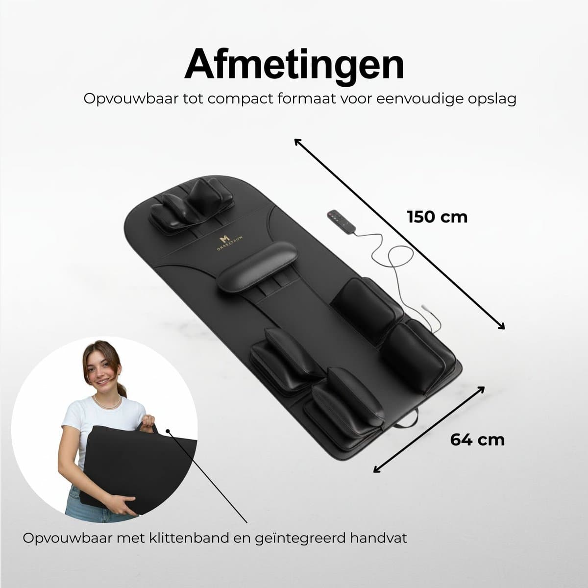 MusclePro RecoveryBed Elite - Massagematras met warmte - luchtcompressie massage - Massage mat - Massage apparaat - Rugmassage en Nekmassage apparaat - Massagekussen - Zwart thumbnail 2