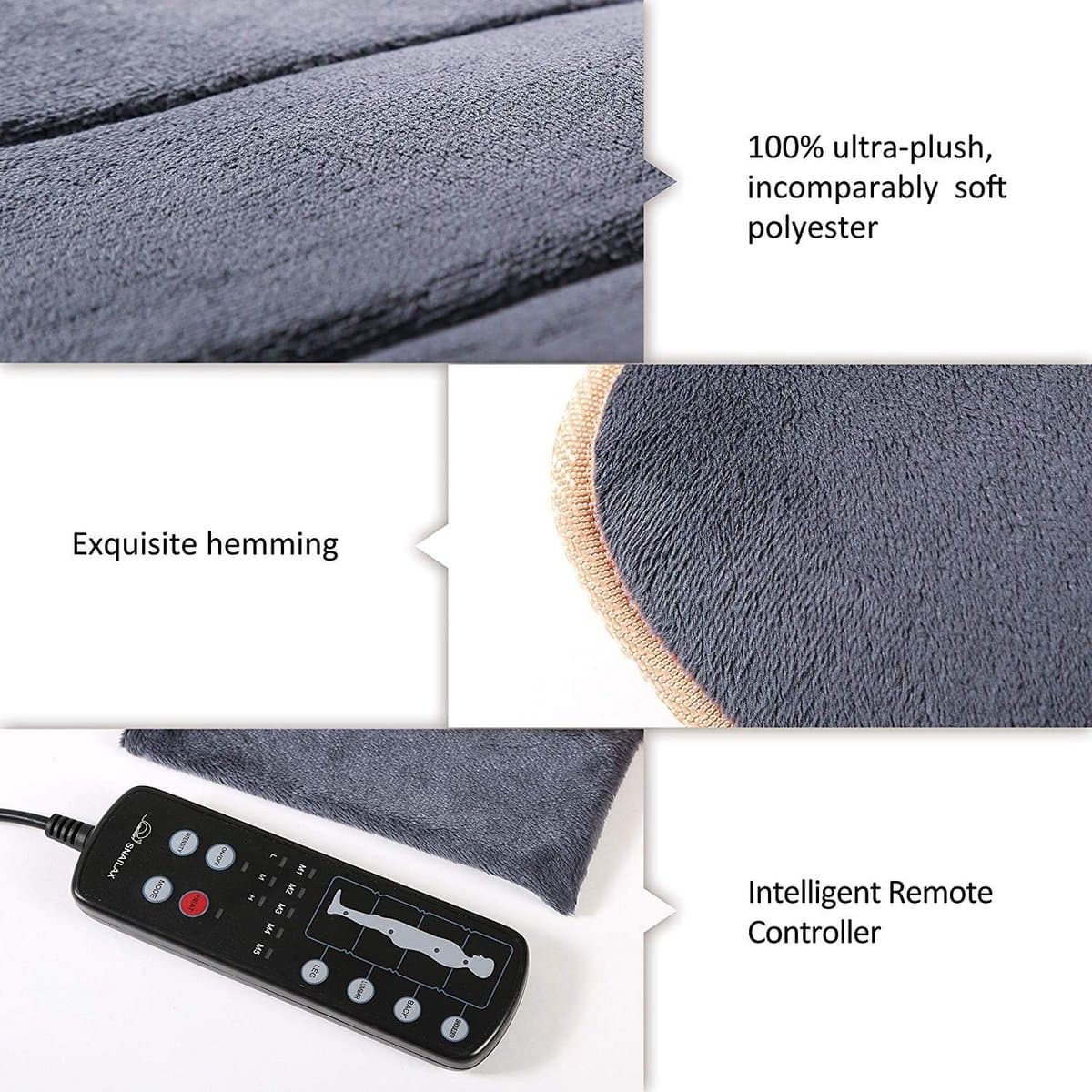 MELVRA Massagemat - Lichaamsmassage Mat - 10 Vibratiemotoren - 4 Verwarmingskussens - Voor Rug, Benen en Lumbale Wervelkolom - Massage & Warmte - Voor Mannen & Vrouwen - Cadeau thumbnail 3