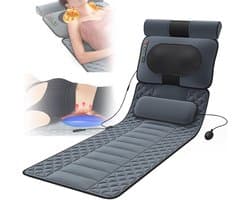 Massagematras - Massagemat 178 cm - Inclusief Kussen en Voet/onderbeen Massage - Verschillende Standen - Afstandsbediening - 9 Massage Standen - Verwarmd - Makkelijk op te Bergen