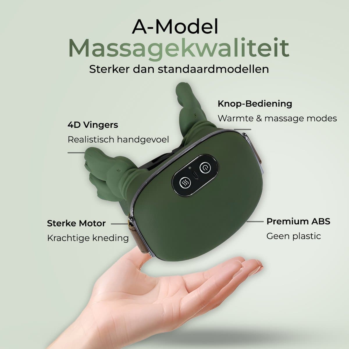 GS Goods Nekmassage Apparaat – Massagekussen – Shiatsu Massagekussen – Draadloos – Warmtefunctie – 4D Vinger Technologie – 3 Massage Standen – 2000 mAh – 70 min – Groen thumbnail 8