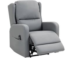 Elektrische Massagestoel - Power Massagefauteuil - 135 Graden Kantelbaar - met Afstandsbediening - 3D Kneden Massage - Relaxfauteuil - TV stoel - Kunstleer - Lig en trilfunctie - Grijs