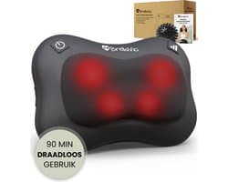 BrellaVio Draadloos Massagekussen + Massagebal - Massage Apparaat met Infrarood Warmte - Verstelbare Stoelbevestiging - Elektrisch Nekmassage Apparaat voor Nek - Schouder - Rug - Voeten - Shiatsu Massage Apparaten - afbeelding 1